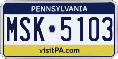 PA license plate MSK5103