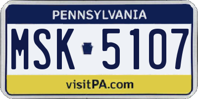 PA license plate MSK5107