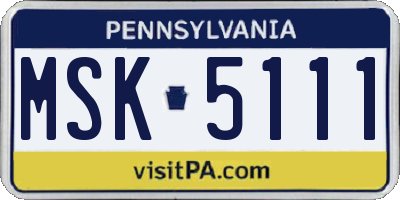 PA license plate MSK5111