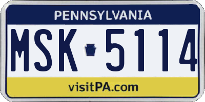 PA license plate MSK5114