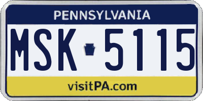 PA license plate MSK5115