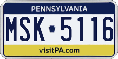 PA license plate MSK5116