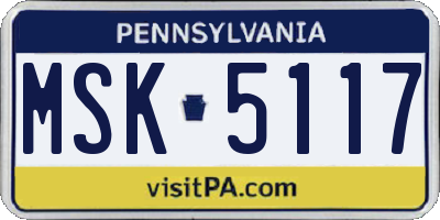 PA license plate MSK5117