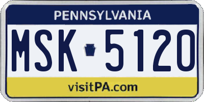 PA license plate MSK5120