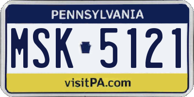 PA license plate MSK5121