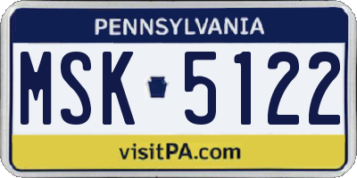 PA license plate MSK5122