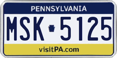 PA license plate MSK5125