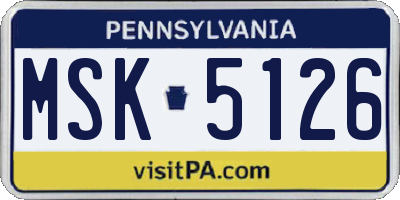 PA license plate MSK5126