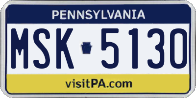 PA license plate MSK5130