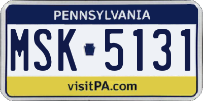 PA license plate MSK5131