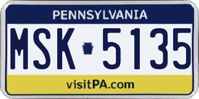 PA license plate MSK5135