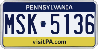 PA license plate MSK5136