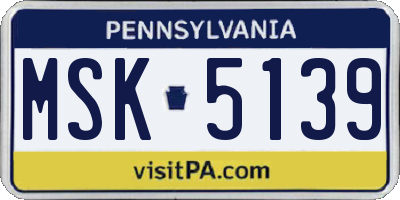 PA license plate MSK5139