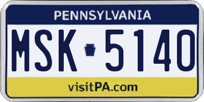 PA license plate MSK5140