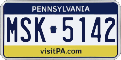 PA license plate MSK5142