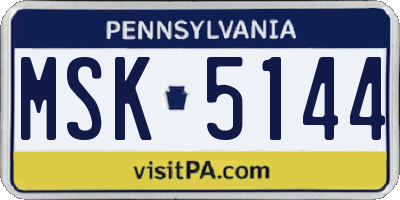 PA license plate MSK5144