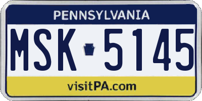 PA license plate MSK5145