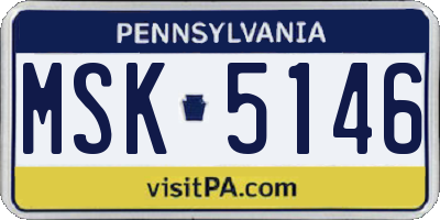 PA license plate MSK5146