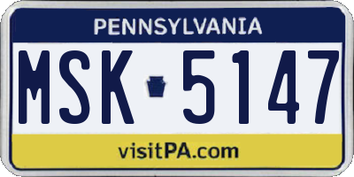PA license plate MSK5147