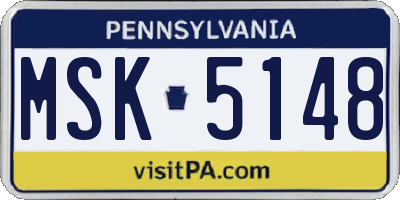 PA license plate MSK5148