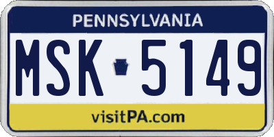 PA license plate MSK5149