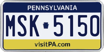 PA license plate MSK5150