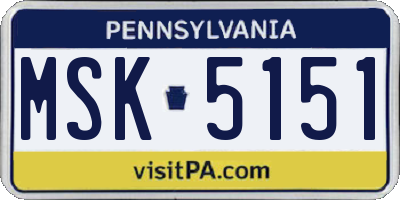 PA license plate MSK5151