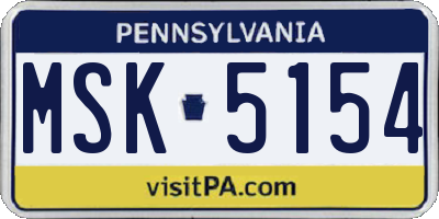 PA license plate MSK5154