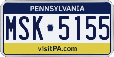 PA license plate MSK5155