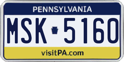 PA license plate MSK5160