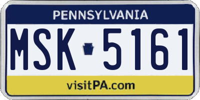 PA license plate MSK5161