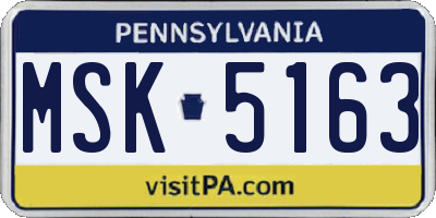 PA license plate MSK5163