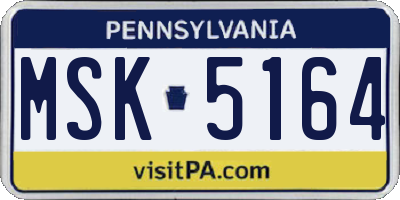 PA license plate MSK5164