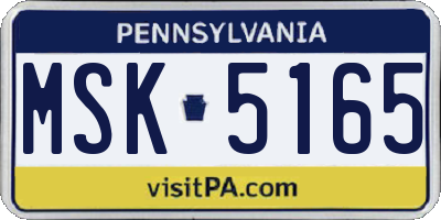 PA license plate MSK5165
