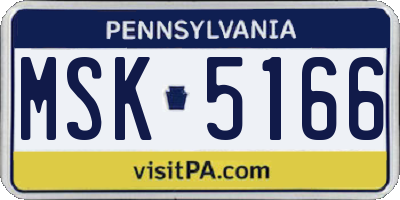 PA license plate MSK5166