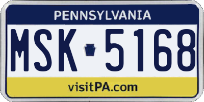 PA license plate MSK5168