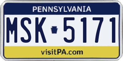 PA license plate MSK5171