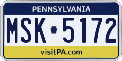 PA license plate MSK5172
