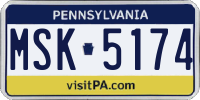 PA license plate MSK5174