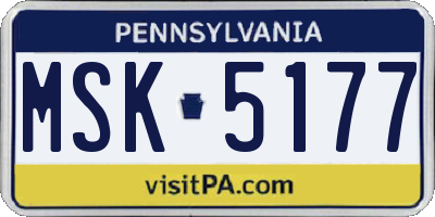PA license plate MSK5177