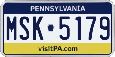 PA license plate MSK5179