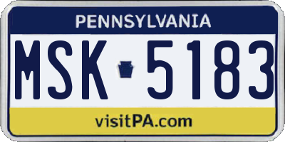 PA license plate MSK5183