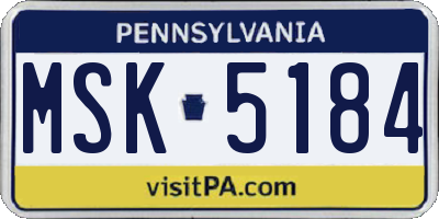 PA license plate MSK5184