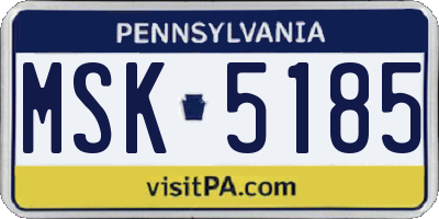 PA license plate MSK5185