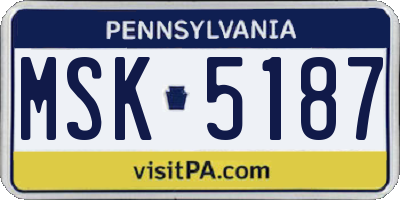 PA license plate MSK5187