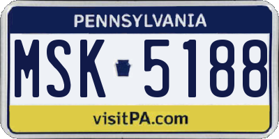 PA license plate MSK5188