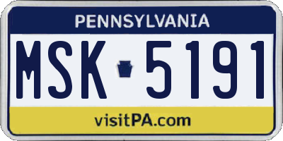 PA license plate MSK5191