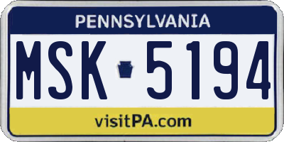 PA license plate MSK5194