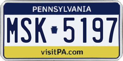 PA license plate MSK5197