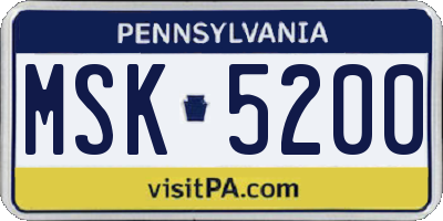 PA license plate MSK5200